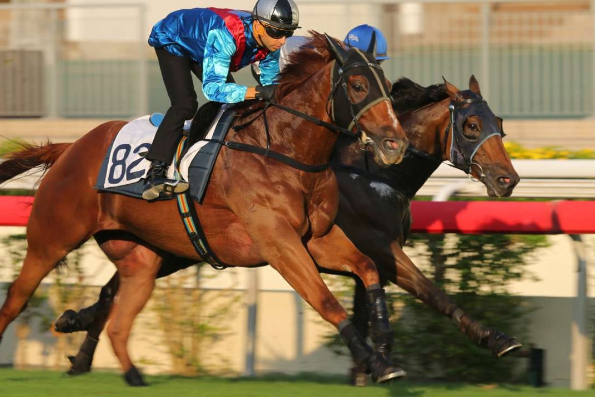 Rapper Dragon with Joao Moreira on board takes part in a barrier trial earlier this month. Photos: Kenneth Chan