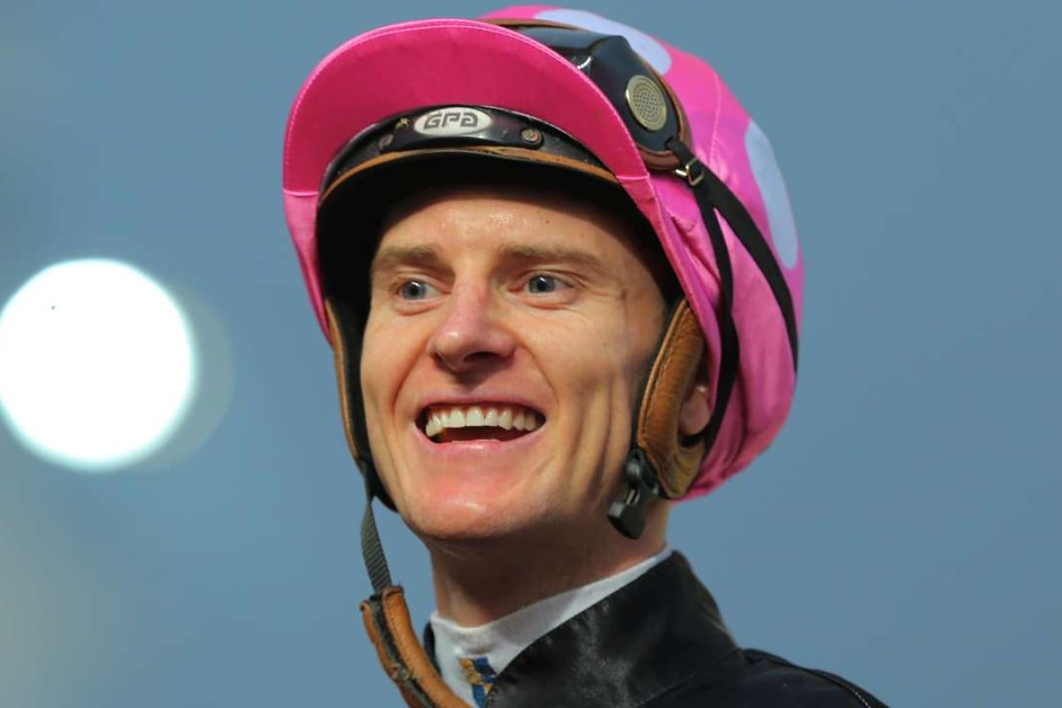 Zac Purton enjoys a big day at the office, collecting a treble at Sha Tin. Photos: Kenneth Chan