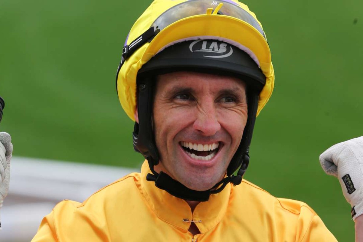 Neil Callan celebrates Peniaphobia’s win in the Centenary Sprint Cup. Photos: Kenneth Chan.