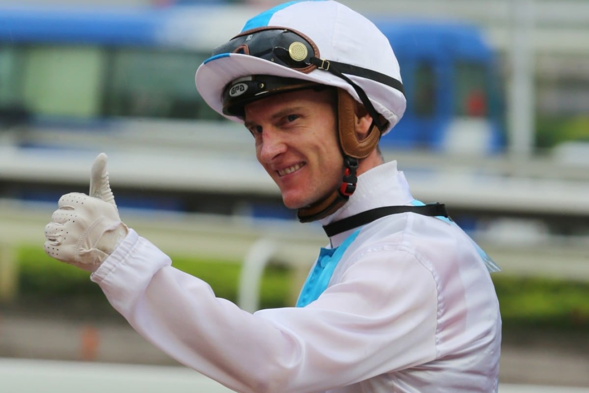 Zac Purton gives the thumbs up after recording his fifth victory at Sha Tin on Saturday. Photos: Kenneth Chan