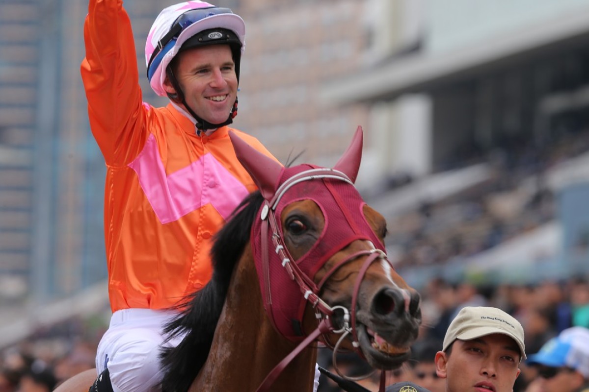 Tommy Berry returns to scale after winning the Group One Queen’s Silver Jubilee Cup in February. Photos: Kenneth Chan