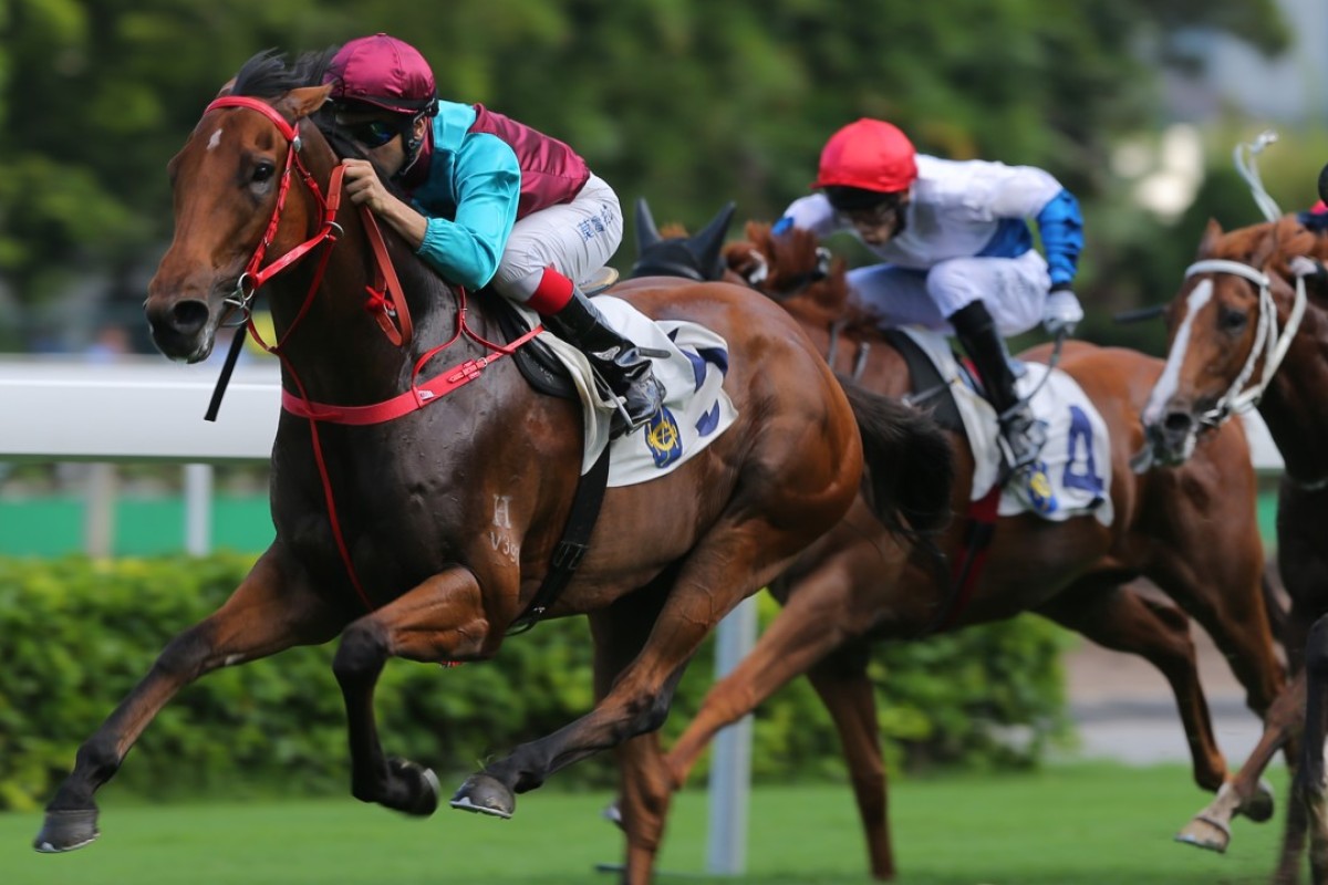 Joao Moreira guides Beat The Clock to victory at Sha Tin on Sunday. Photos: Kenneth Chan