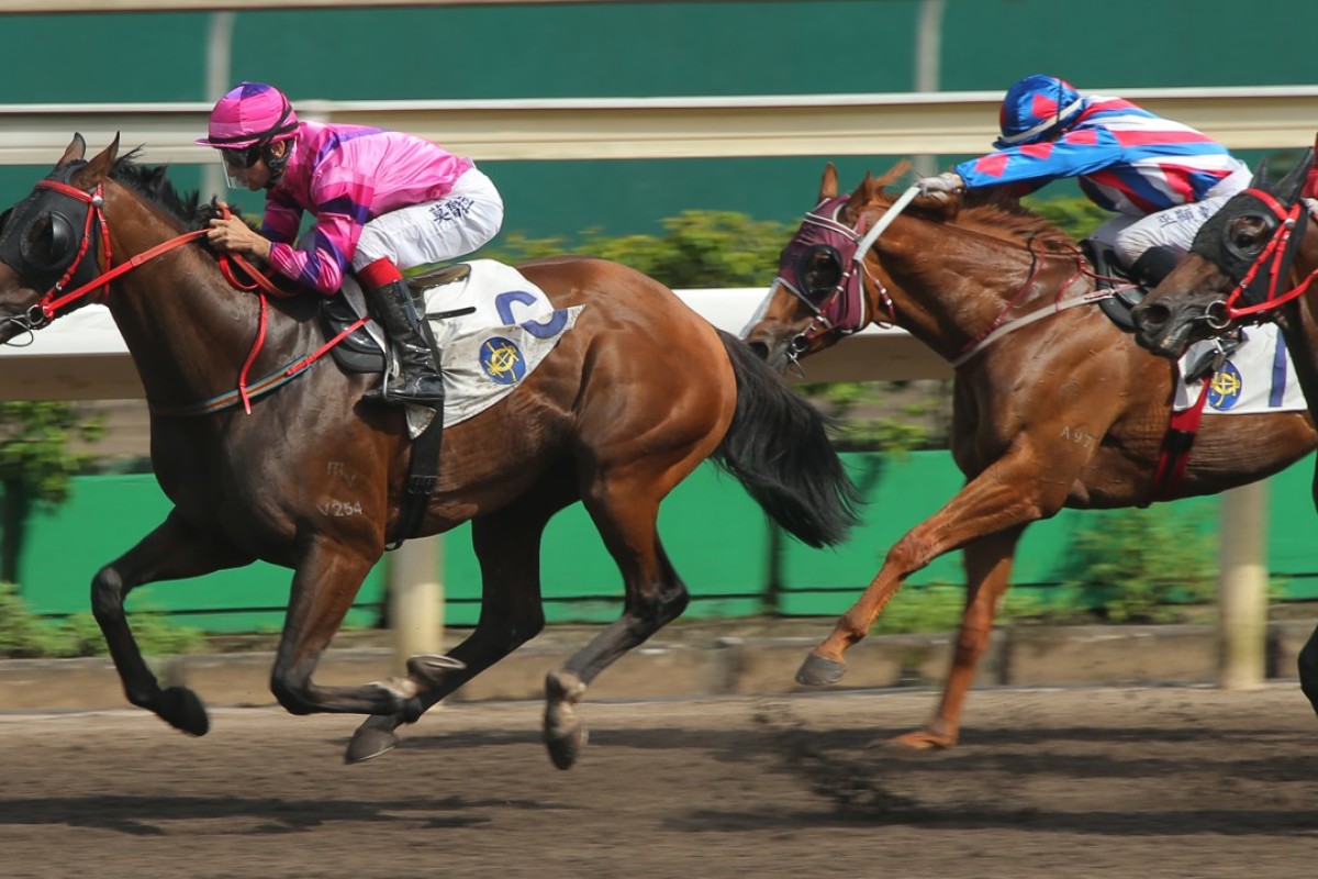 Joao Moreira wins his 169th race of the term aboard Sunny Win. Photos: Kenneth Chan