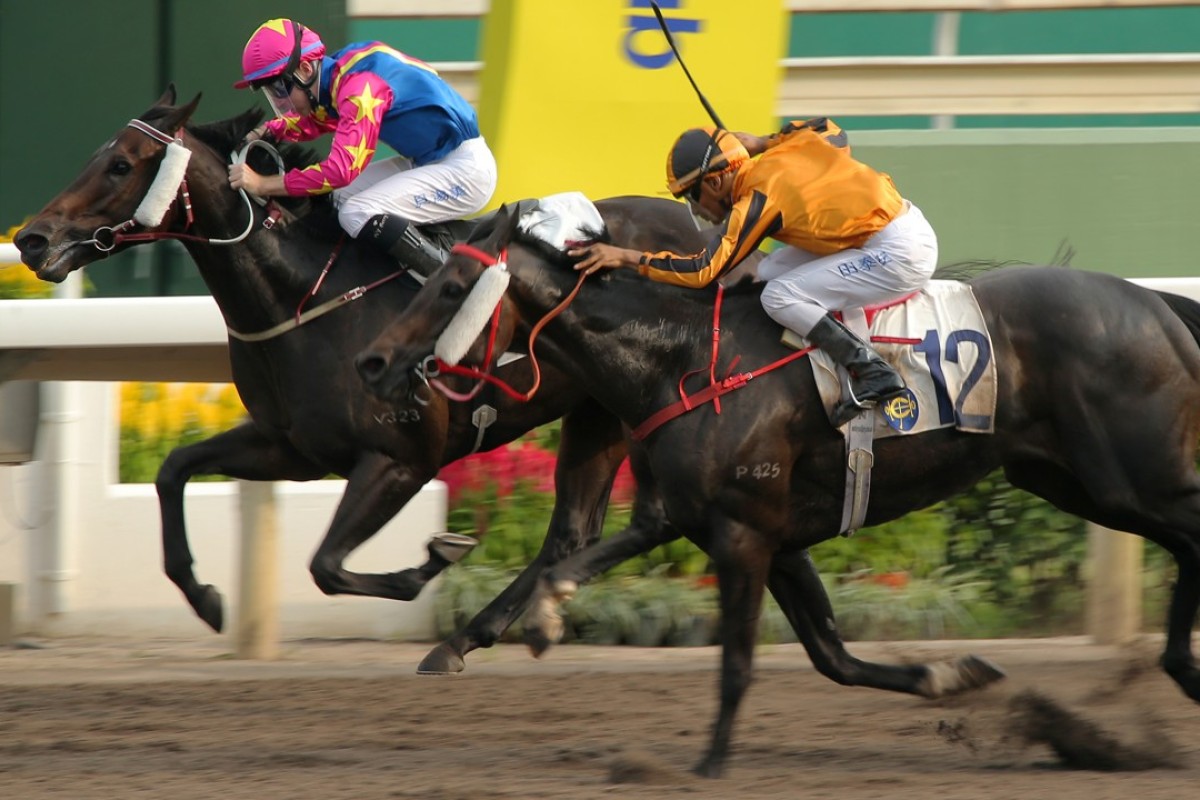 Tommy Berry and Spicy Kaka (left) hold off the fast-finishing Imperial Gallantry. Photos: Kenneth Chan