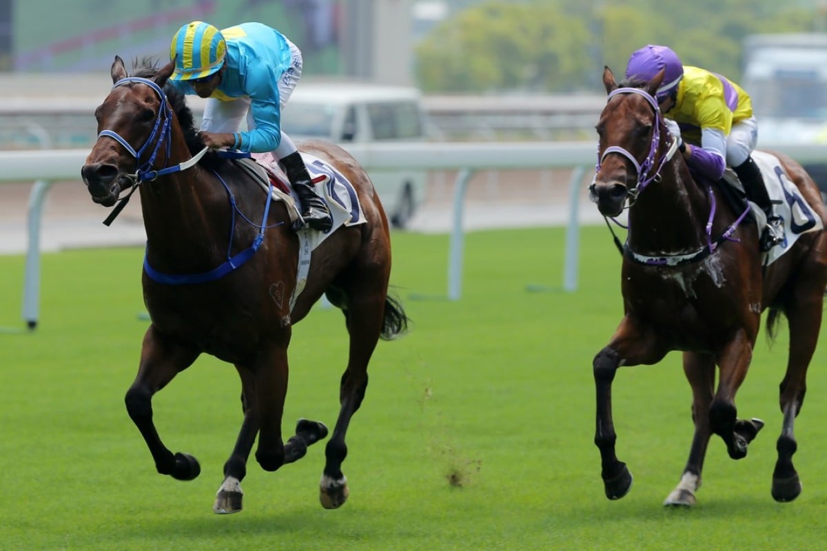 London Master (left) shows Exceptional Desire a clean pair of heels at Sha Tin. Photos: Kenneth Chan.
