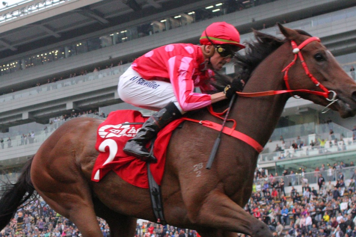 Nash Rawiller guides Mr Stunning to victory in the Group Two Jockey Club Sprint at Sha Tin on Sunday. Photos: Kenneth Chan