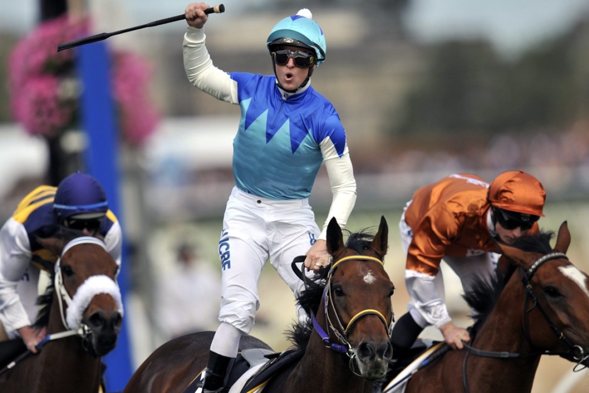 Zac Purton wins the 2014 Caulfield Cup with Admire Rakti. Photo: EPA/JULIAN SMITH