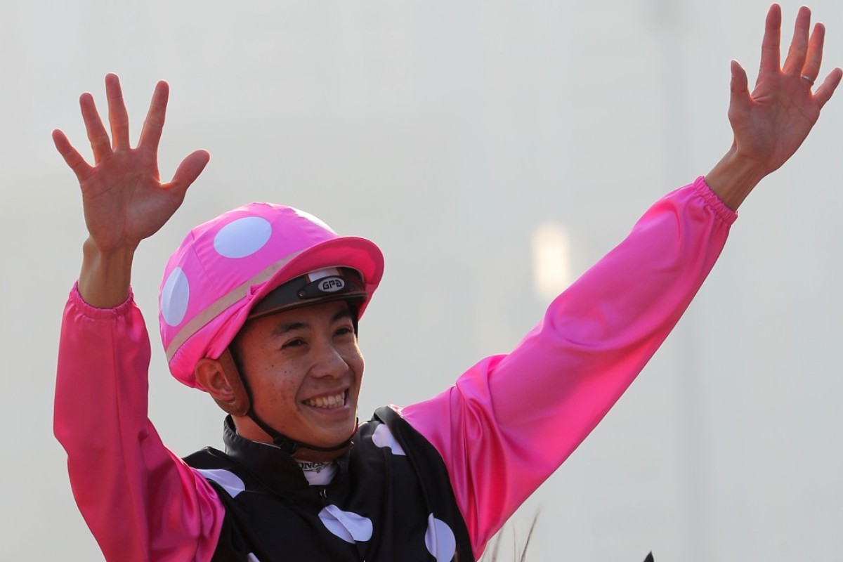 Derek Leung after his breakthrough win on Beauty Generation in the Hong Kong Mile on December 10. Photos: Kenneth Chan.