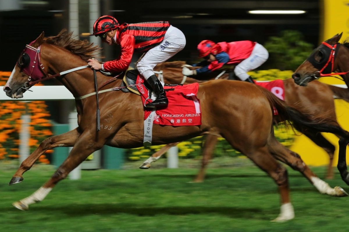 Zac Purton guides Eagle Way to victory in the Group Three January Cup. Photos: Kenneth Chan