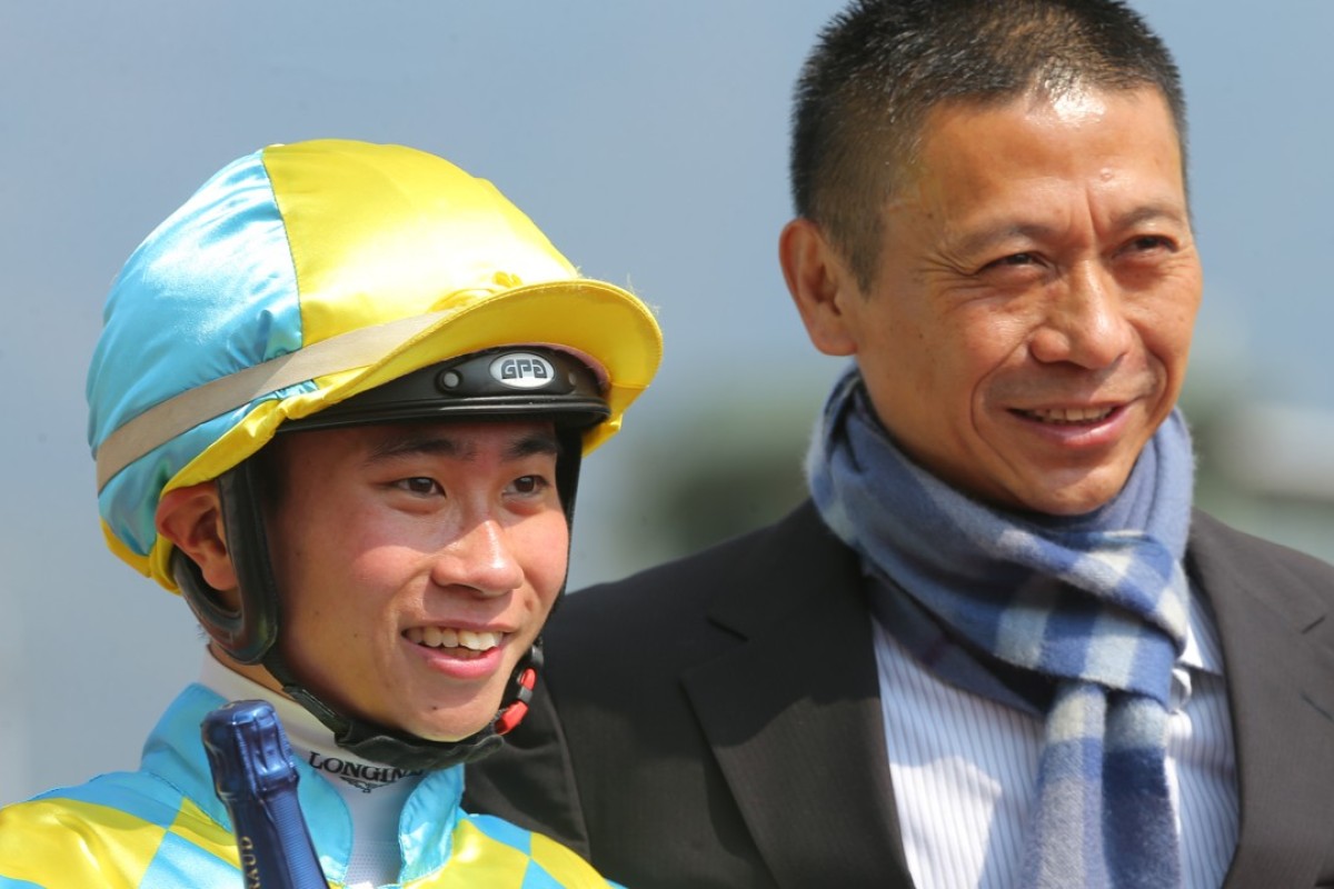 Dylan Mo and Danny Shum celebrate their first win together this season last Sunday at Sha Tin. Photos: Kenneth Chan.