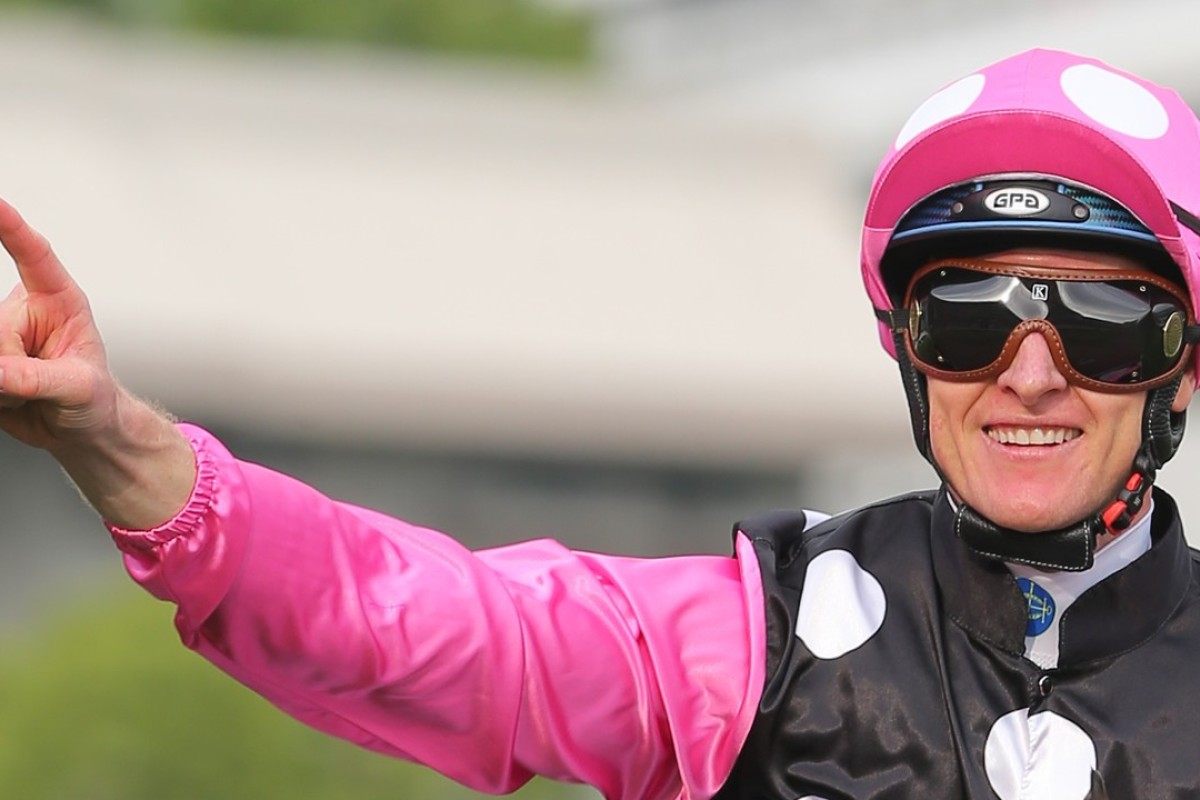 Zac Purton celebrates a winner. Photo: Kenneth Chan