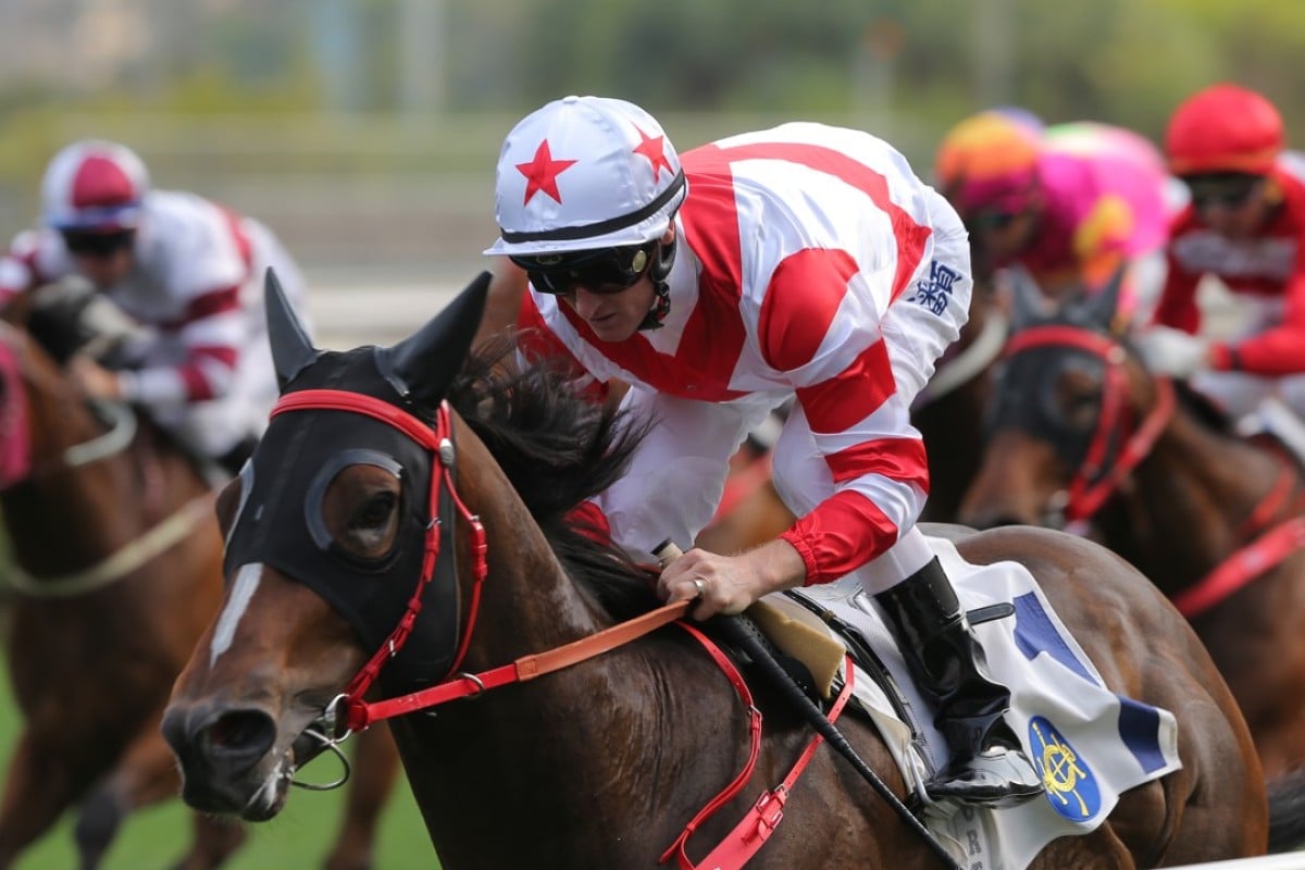 Zac Purton guides Baltic Whisper to victory at Sha Tin on Sunday. Photo: Kenneth Chan