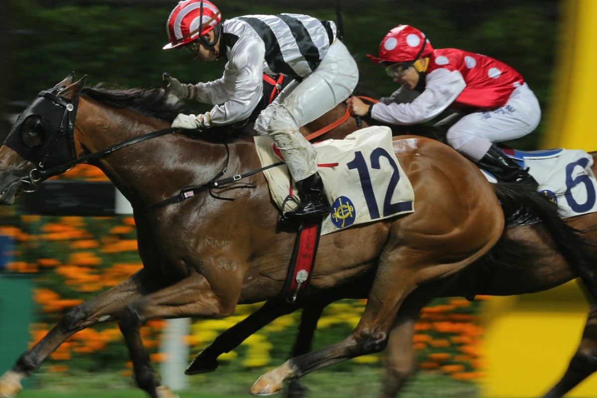 Matthew Chadwick and Acclaimed Light battle to the line to win the Sauternes Cup at Happy Valley. Photos: Kenneth CChan