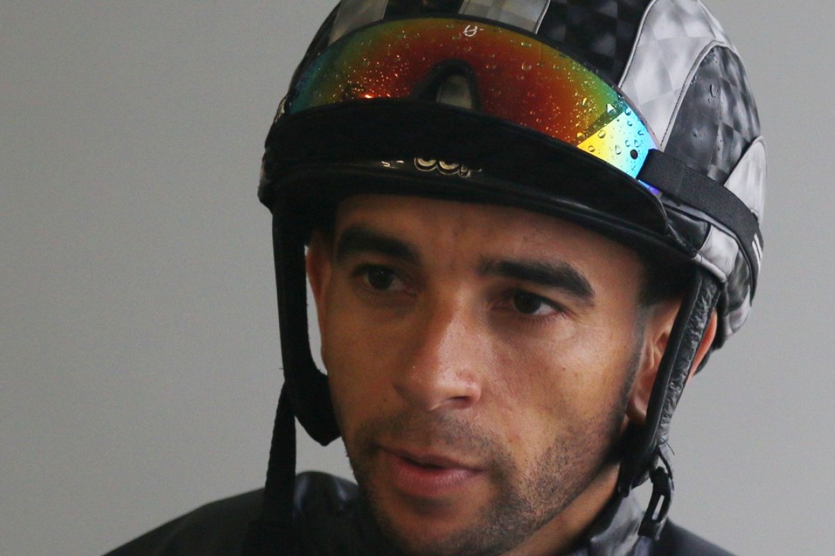 A focused Joao Moreira at trackwork on Friday morning. Photos: Kenneth Chan