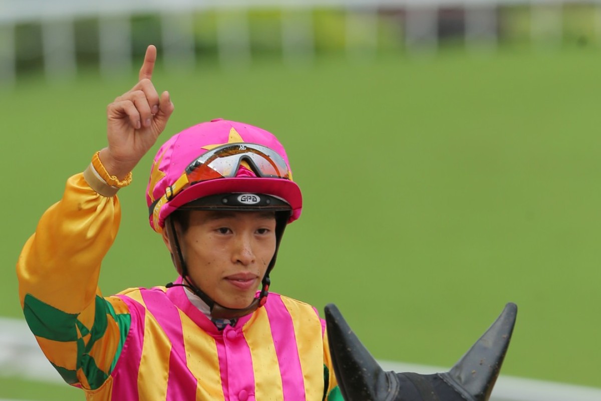 Vincent Ho Chak-yiu after a victory at Sha Tin. Photo: Kenneth Chan