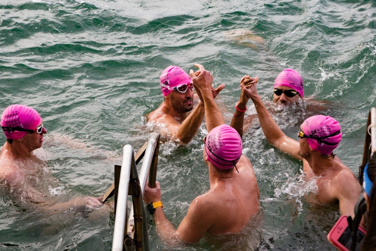 Swimming around Hong Kong Island first relay team complete 45km swim