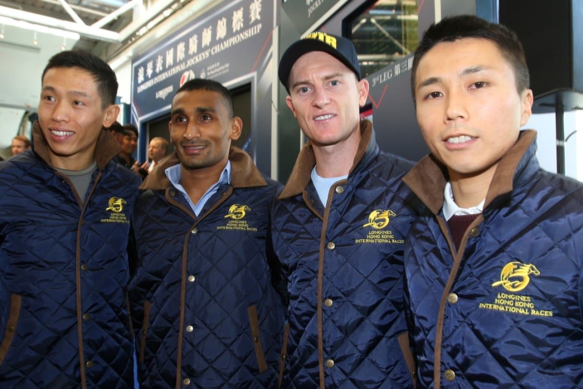 Hong Kong’s four representatives in the Longines International Jockeys' Championship (from left) Vincent Ho, Karis Teetan, Zac Purton and Matthew Poon. Photo: Kenneth Chan