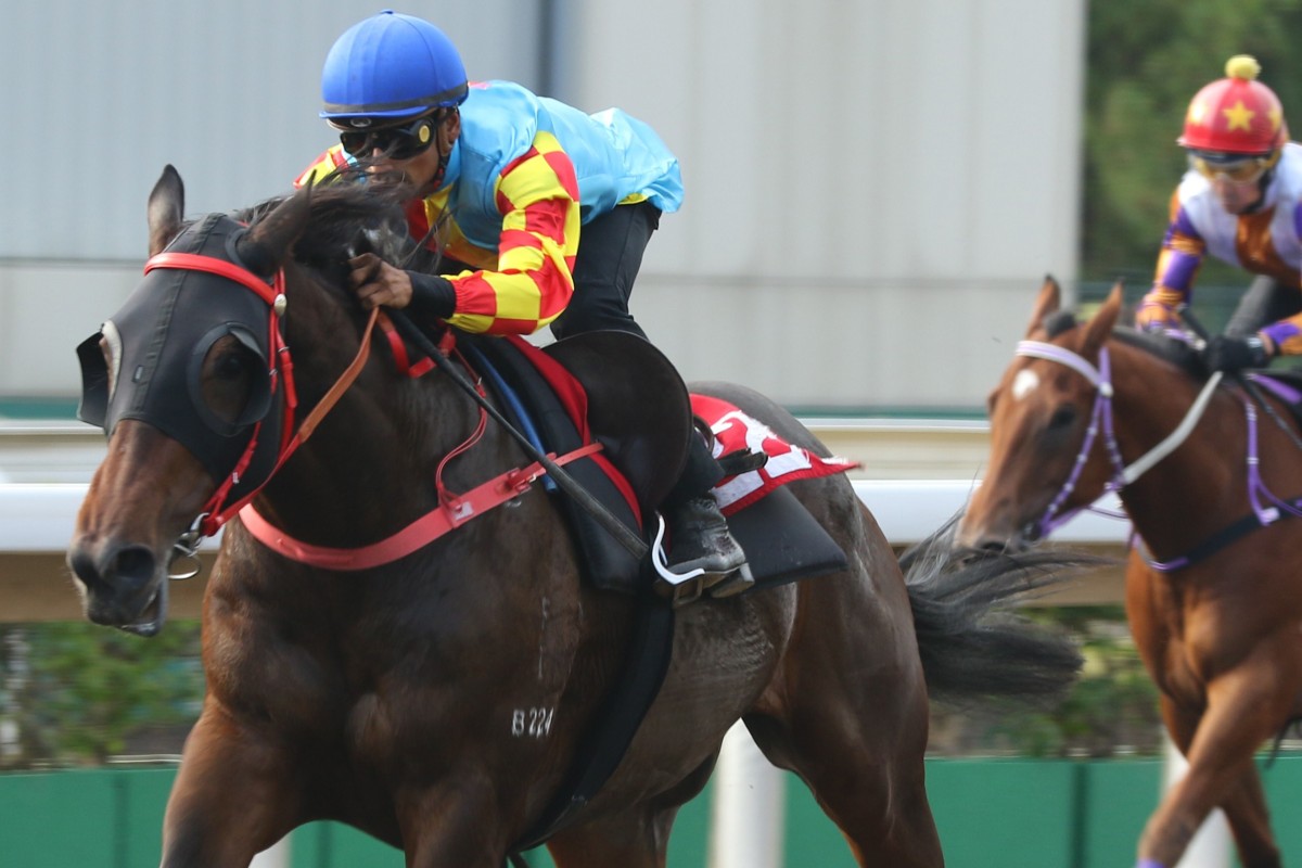 Karis Teetan clears out on Mission Tycoon in a recent barrier trial. Photos: Kenneth Chan