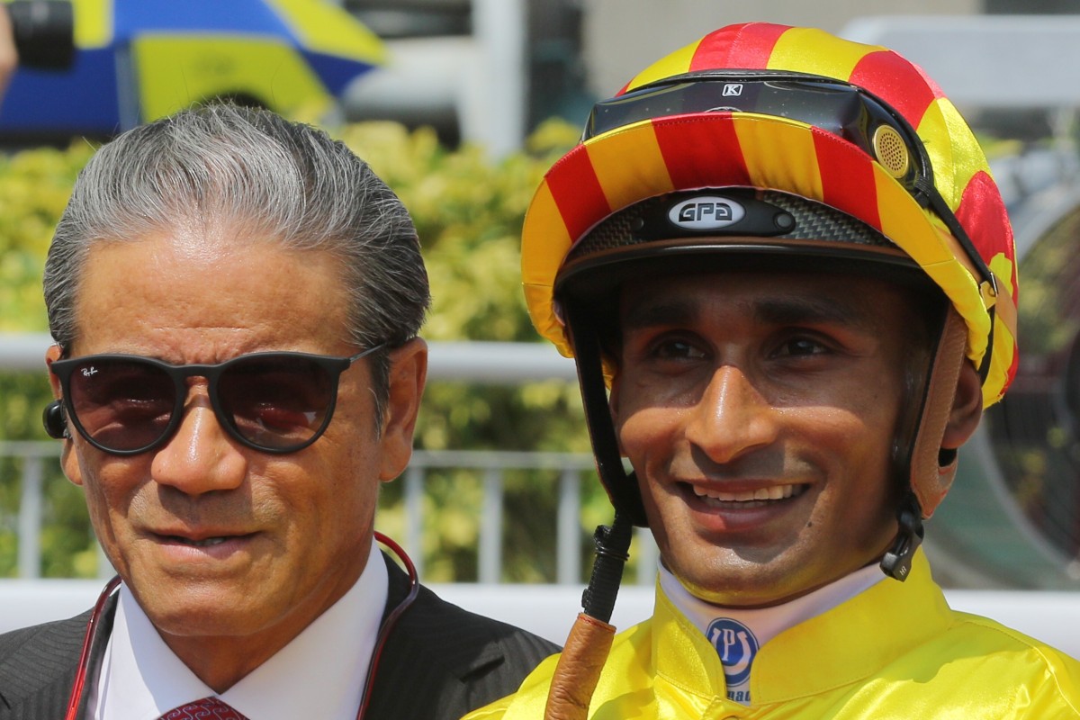 Karis Teetan with trainer Tony Cruz after Circuit Number Two’s win earlier this season. Photos: Kenneth Chan