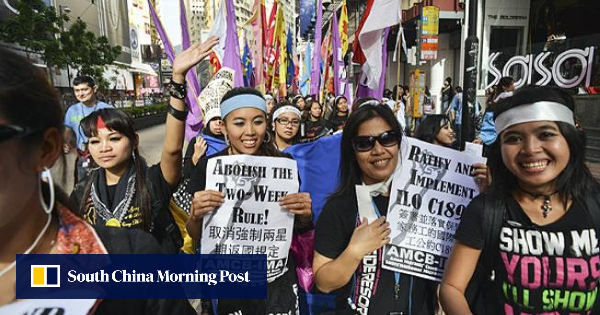 Domestic helpers rally for labour rights South China Morning Post