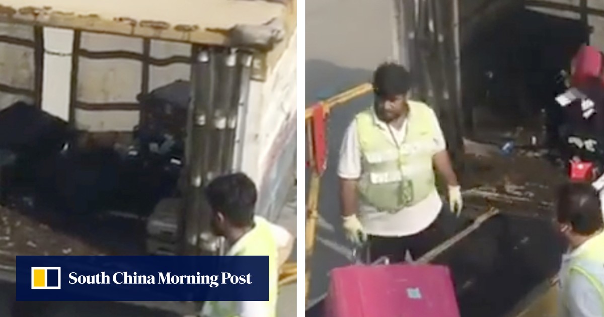 Hong Kong airport baggage handlers caught redhanded throwing luggage around as Facebook video