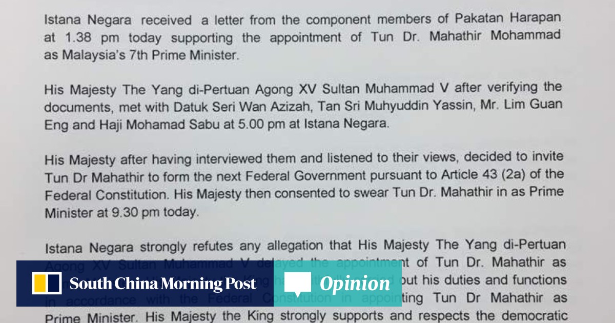 Malaysia Election Mahathir Sworn In As Prime Minister South China Morning Post